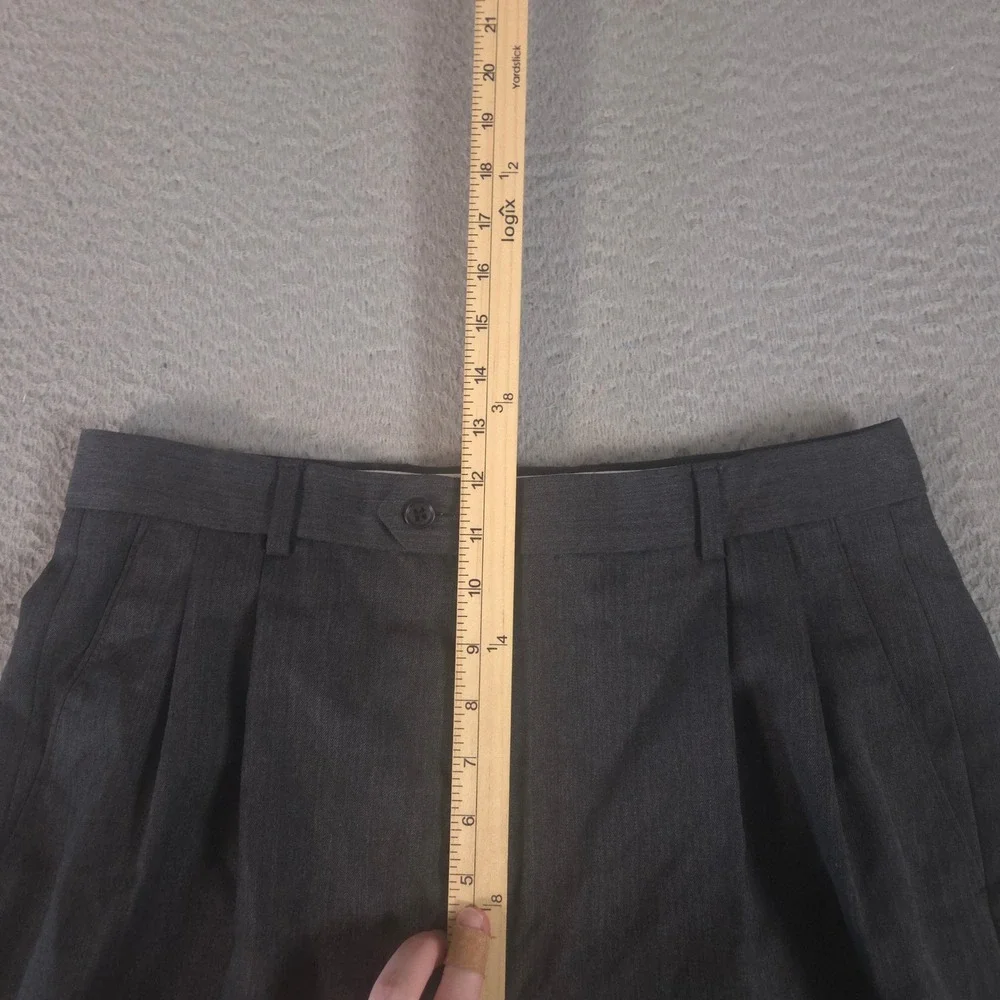 Joseph & Feiss Pants Mens 32x32 Charcoal Straight Leg Wool Blend Pleated Cuffed
